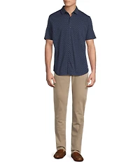 Cremieux Blue Label Jersey Knit Geo Print Short Sleeve Coat Front Shirt