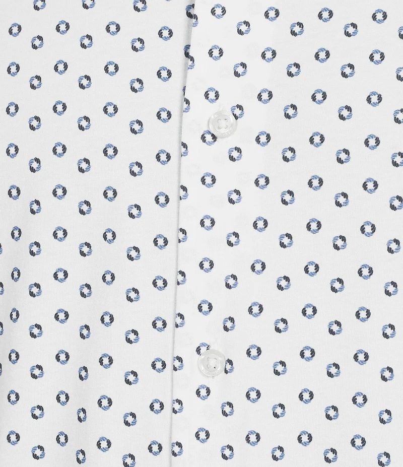 Cremieux Blue Label Jersey Knit Geo Print Short Sleeve Coat Front Shirt