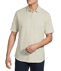 Cremieux Blue Label Jersey Knit Paisley Print Short Sleeve Button Front Shirt