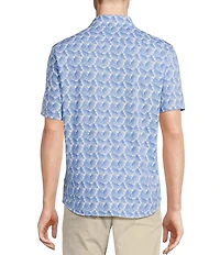 Cremieux Blue Label Jersey Leaf Print Short Sleeve Coatfront Shirt
