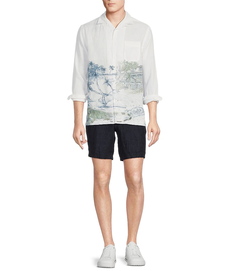 Cremieux Blue Label Key West Collection Landscape Print Long Sleeve Woven Camp Shirt