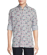 Cremieux Blue Label Key West Collection Long Sleeve Palm Two-Sided Cuff Woven Shirt