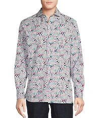 Cremieux Blue Label Key West Collection Long Sleeve Palm Two-Sided Cuff Woven Shirt