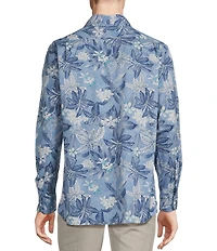 Cremieux Blue Label Key West Collection Palm Leaf Print Long Sleeve Woven Shirt