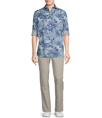Cremieux Blue Label Key West Collection Palm Leaf Print Long Sleeve Woven Shirt
