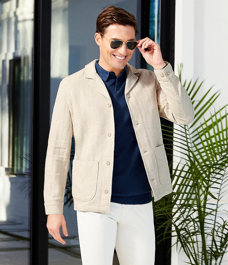 Cremieux Blue Label Key West Collection Short Sleeve Linen Polo Sweater
