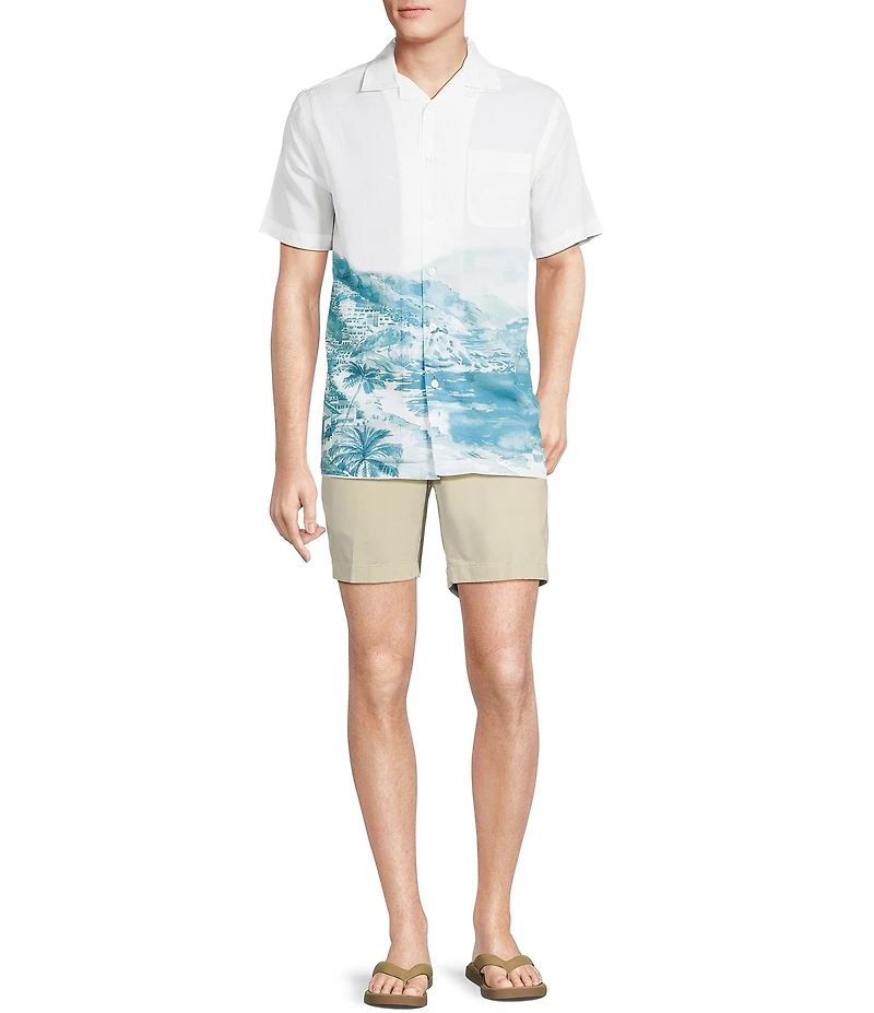 Cremieux Blue Label Landscape Print Short Sleeve Woven Camp Shirt