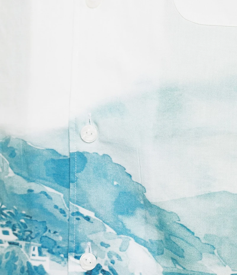 Cremieux Blue Label Landscape Print Short Sleeve Woven Camp Shirt
