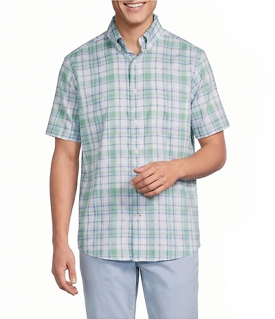 Cremieux Blue Label Large Plaid Oxford Short Sleeve Woven Shirt