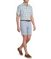 Cremieux Blue Label Large Plaid Oxford Short Sleeve Woven Shirt