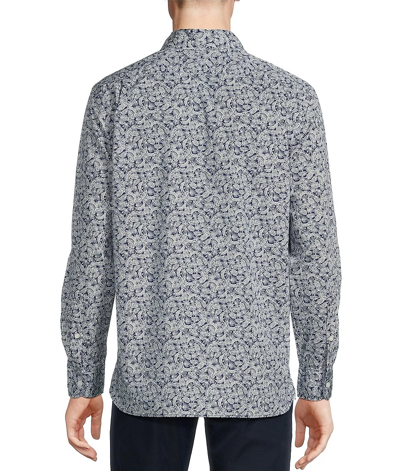 Cremieux Blue Label Leaf Print Poplin Long Sleeve Woven Shirt