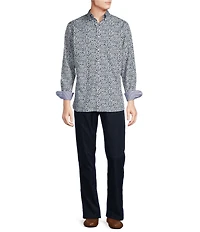 Cremieux Blue Label Leaf Print Poplin Long Sleeve Woven Shirt