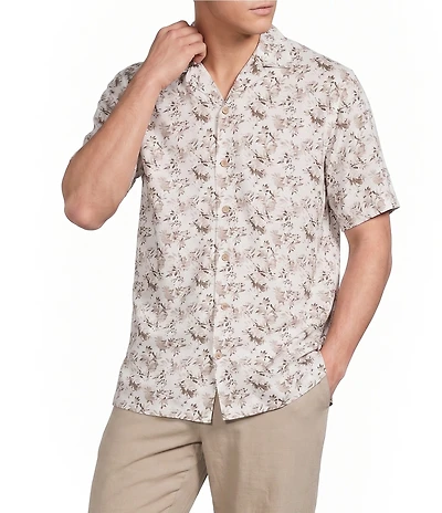 Cremieux Blue Label Leaf Print Short Sleeve Woven Camp Shirt