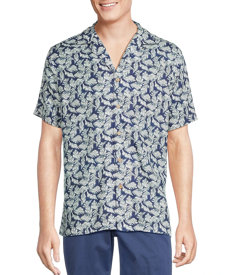 Cremieux Blue Label Leaf Print Short Sleeve Woven Camp Shirt