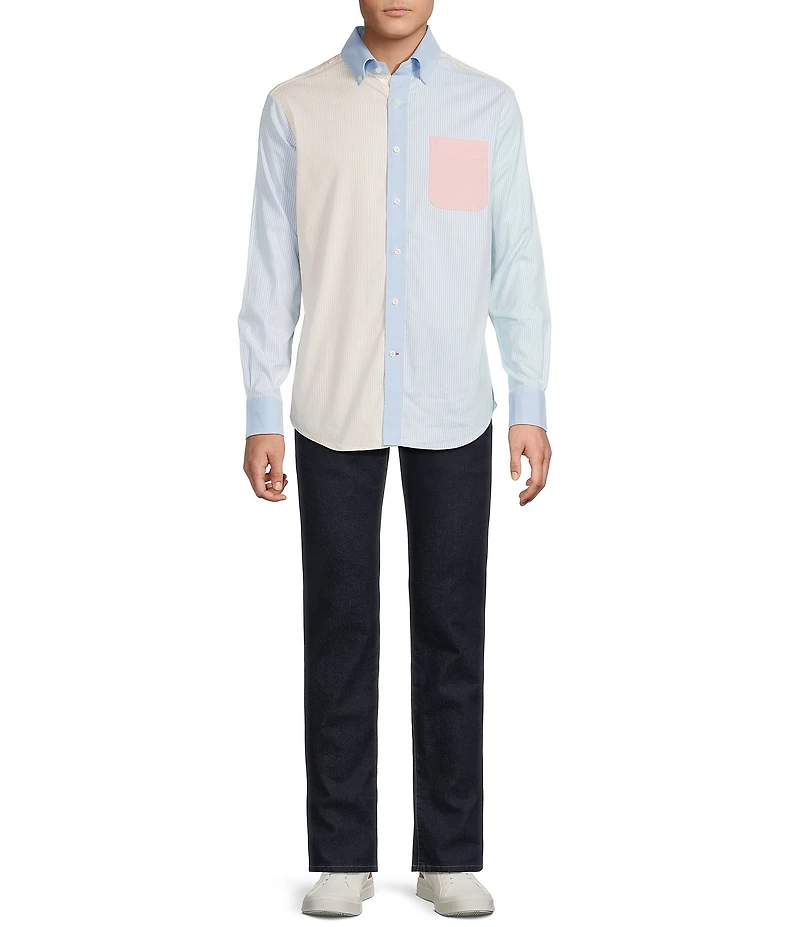 Cremieux Blue Label Lightweight Patchwork Oxford Long Sleeve Woven Shirt