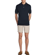 Cremieux Blue Label Linen Blend Spread Collar Short Sleeve Solid Sweater Polo Shirt