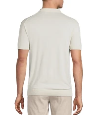 Cremieux Blue Label Linen Blend Spread Collar Short Sleeve Solid Sweater Polo Shirt