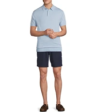 Cremieux Blue Label Linen Blend Spread Collar Short Sleeve Solid Sweater Polo Shirt