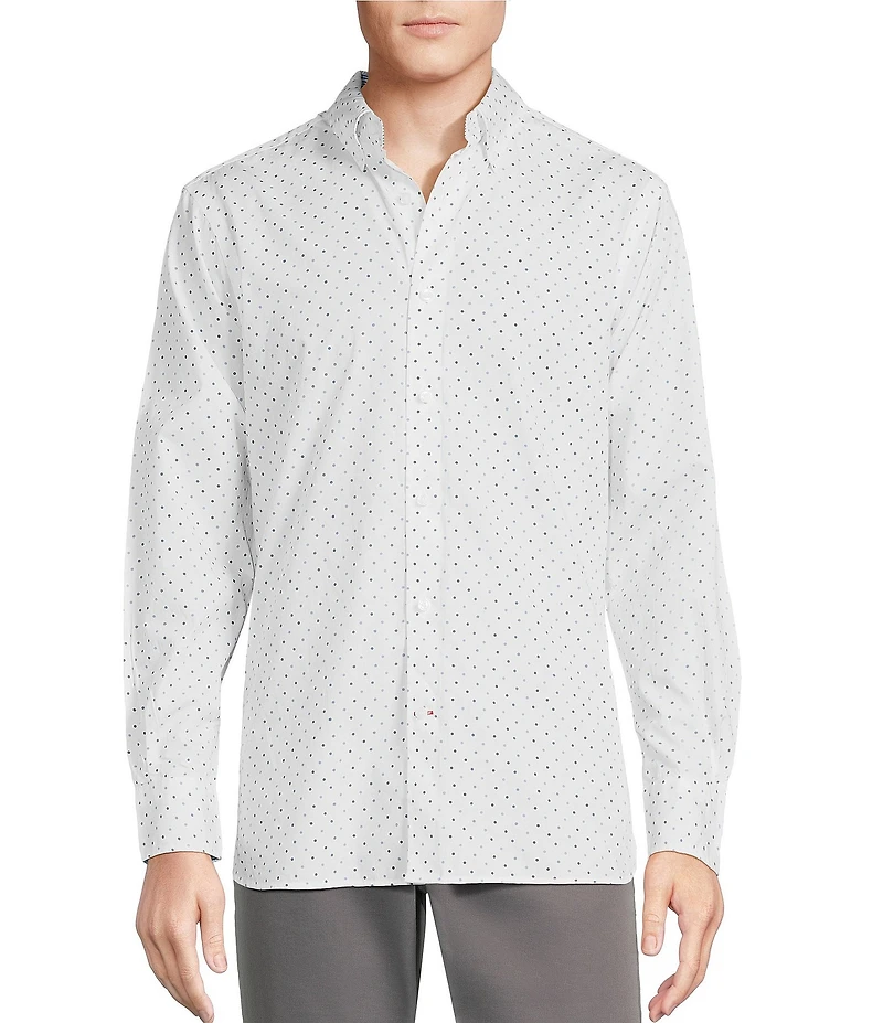 Cremieux Blue Label Long Sleeve Button Down Dotted Poplin Woven Shirt