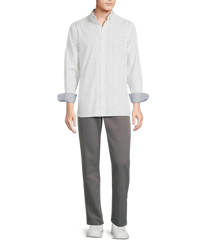 Cremieux Blue Label Long Sleeve Button Down Dotted Poplin Woven Shirt