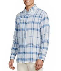 Cremieux Blue Label Long Sleeve Button Down French Linen Plaid Woven Shirt