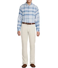 Cremieux Blue Label Long Sleeve Button Down French Linen Plaid Woven Shirt