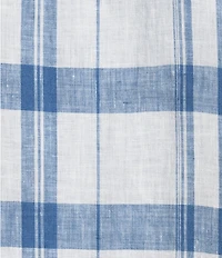 Cremieux Blue Label Long Sleeve Button Down French Linen Plaid Woven Shirt