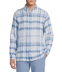 Cremieux Blue Label French Linen Plaid Long Sleeve Woven Shirt