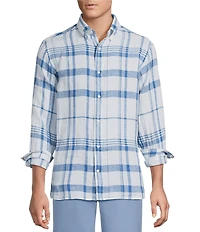 Cremieux Blue Label French Linen Plaid Long Sleeve Woven Shirt