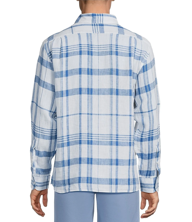 Cremieux Blue Label French Linen Plaid Long Sleeve Woven Shirt