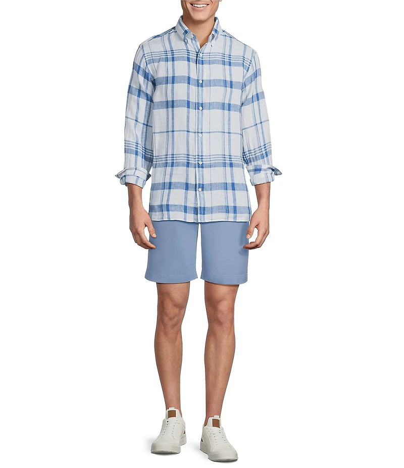 Cremieux Blue Label French Linen Plaid Long Sleeve Woven Shirt