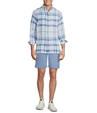 Cremieux Blue Label French Linen Plaid Long Sleeve Woven Shirt