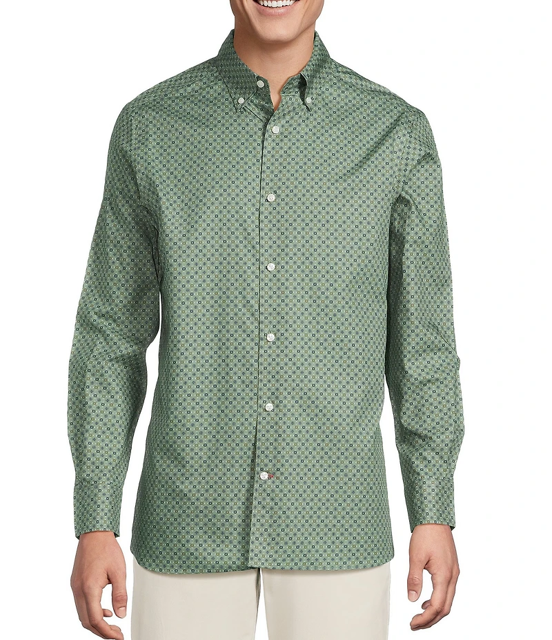 Cremieux Blue Label Long Sleeve Button Down Twill Geometric Woven Shirt