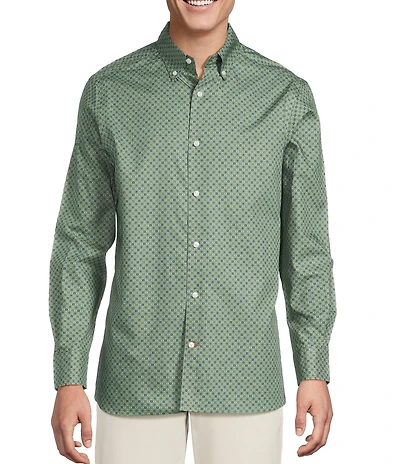 Cremieux Blue Label Long Sleeve Button Down Twill Geometric Woven Shirt