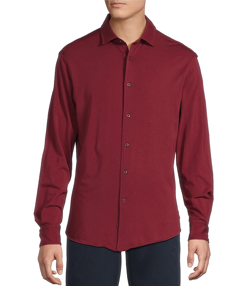 Cremieux Blue Label Long Sleeve Garment Dyed Coat Front Jersey Knit Shirt