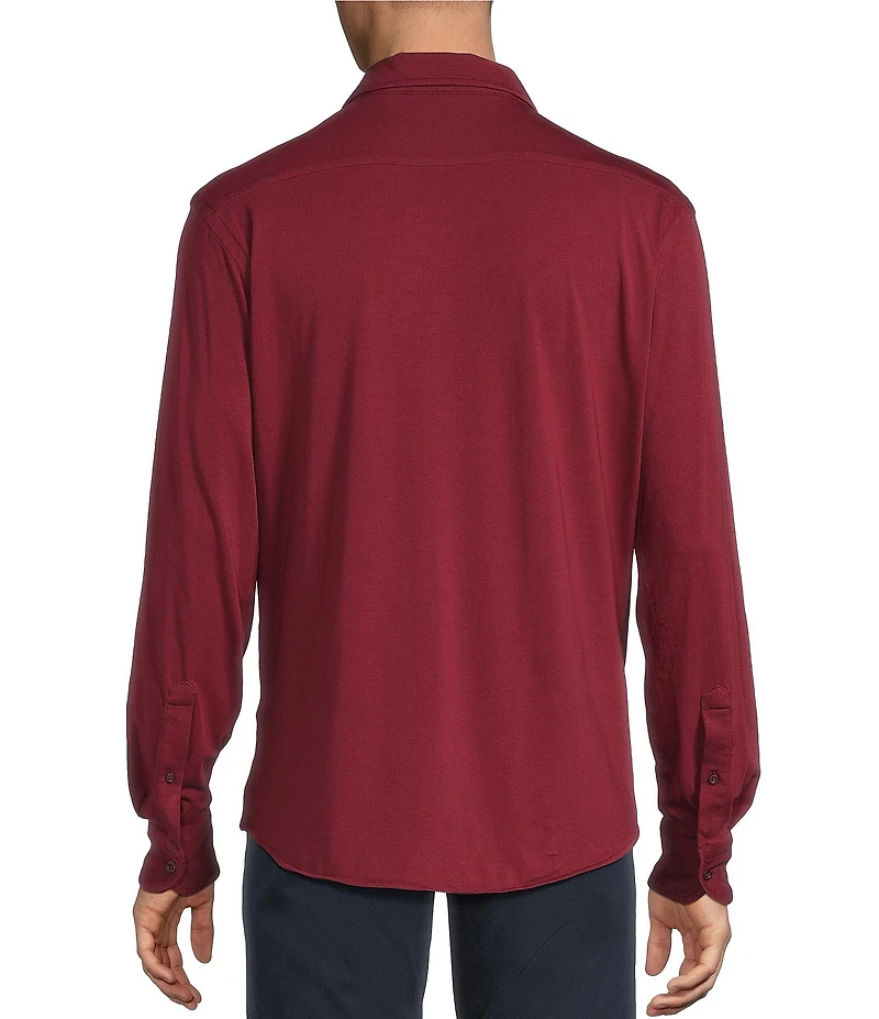 Cremieux Blue Label Long Sleeve Garment Dyed Coat Front Jersey Knit Shirt