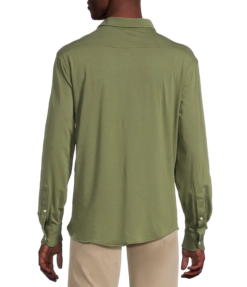 Cremieux Blue Label Long Sleeve Garment Dyed Coat Front Jersey Knit Shirt