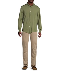 Cremieux Blue Label Long Sleeve Garment Dyed Coat Front Jersey Knit Shirt