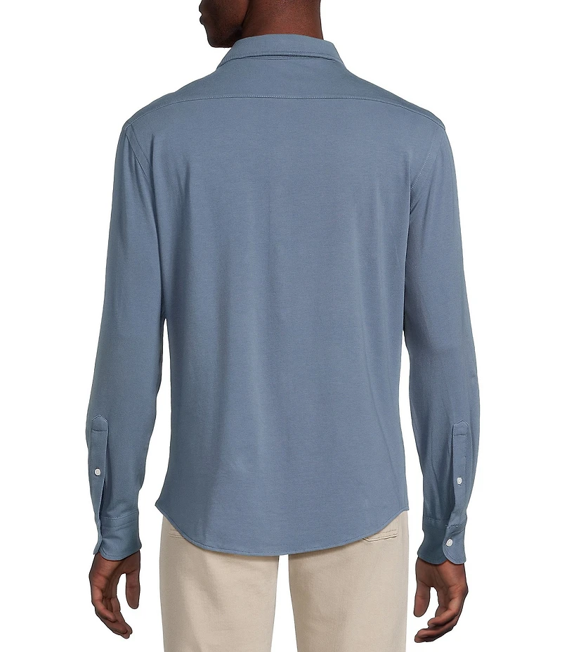 Cremieux Blue Label Long Sleeve Garment Dyed Coat Front Jersey Knit Shirt