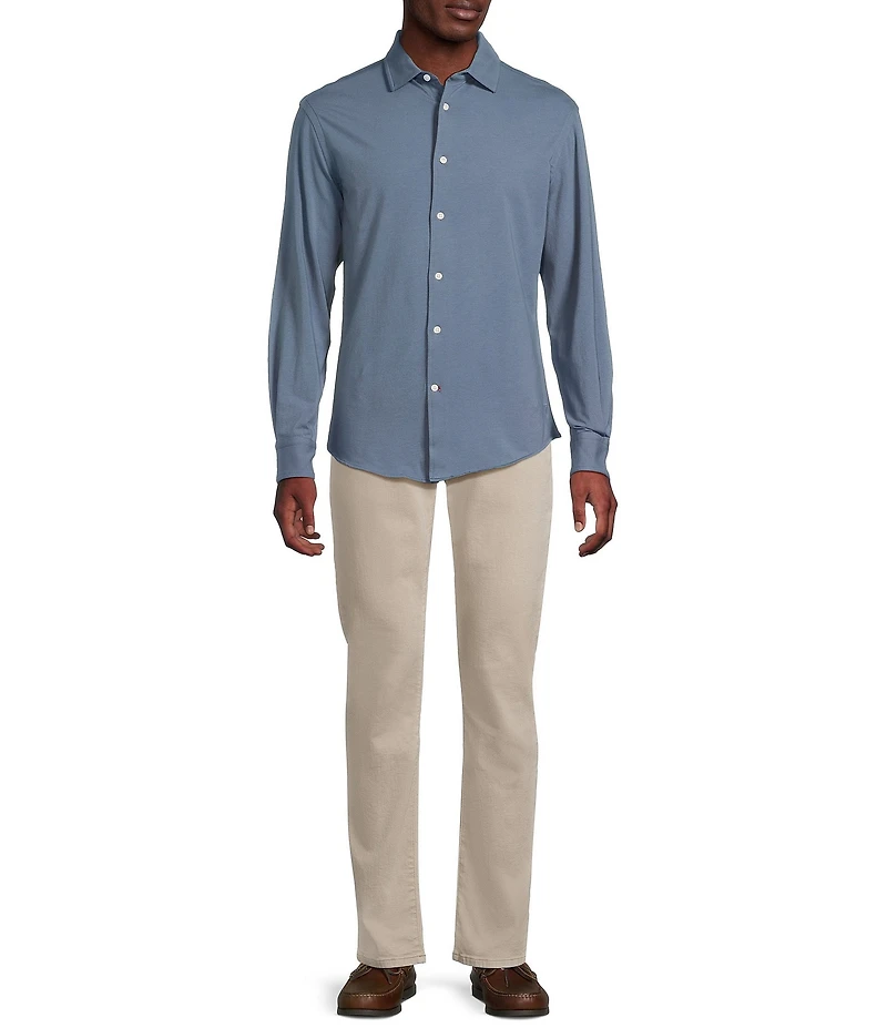Cremieux Blue Label Long Sleeve Garment Dyed Coat Front Jersey Knit Shirt
