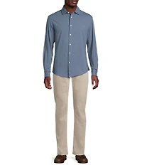 Cremieux Blue Label Long Sleeve Garment Dyed Coat Front Jersey Knit Shirt