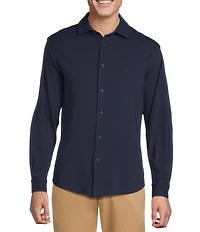 Cremieux Blue Label Long Sleeve Garment Dyed Coat Front Jersey Knit Shirt