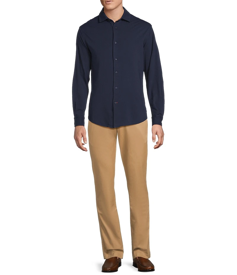 Cremieux Blue Label Long Sleeve Garment Dyed Coat Front Jersey Knit Shirt