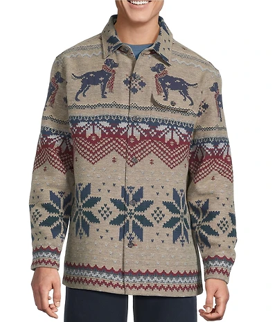 Cremieux Blue Label Long Sleeve Point Tchock Jacquard Shirt Jacket