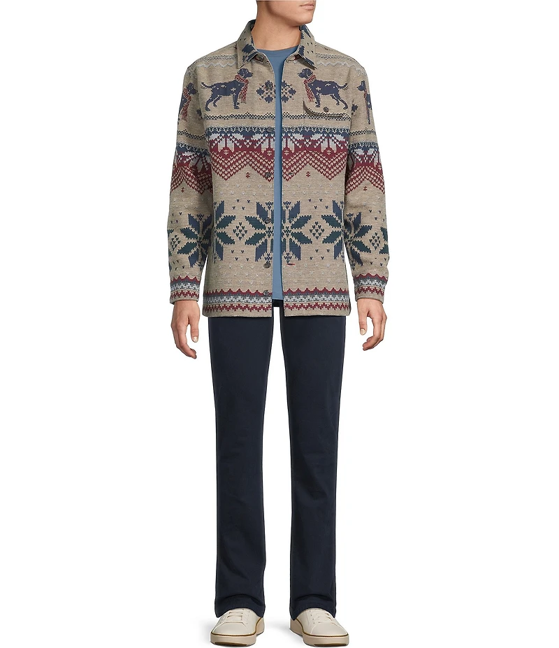 Cremieux Blue Label Long Sleeve Point Tchock Jacquard Shirt Jacket