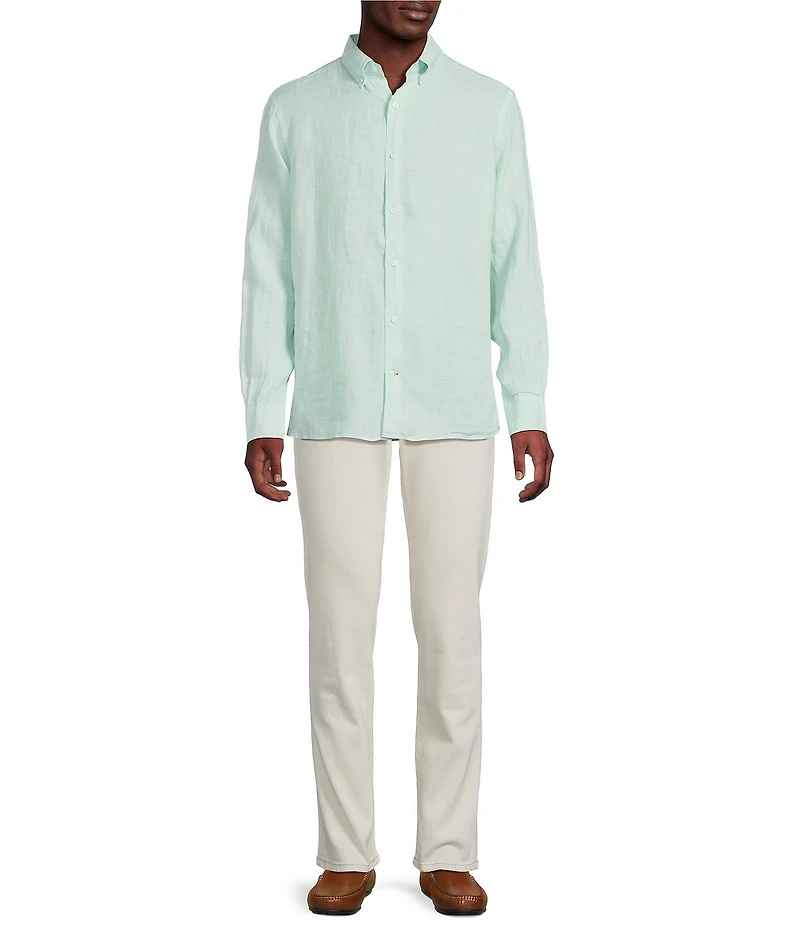 Cremieux Blue Label Long Sleeve Spread Solid French Linen Woven Shirt