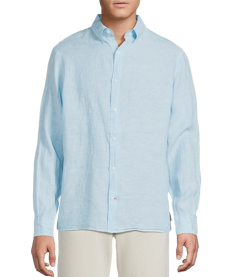 Cremieux Blue Label Long Sleeve Spread Solid French Linen Woven Shirt