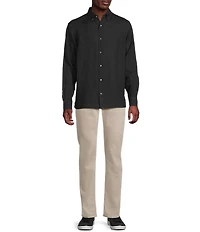 Cremieux Blue Label Long Sleeve Spread Solid French Linen Woven Shirt