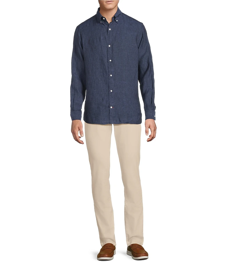 Cremieux Blue Label Long Sleeve Spread Solid French Linen Woven Shirt