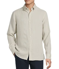 Cremieux Blue Label Long Sleeve Spread Solid French Linen Woven Shirt
